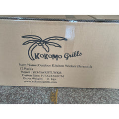 Bar Stools & Umbrellas-KoKoMo Rattan Outdoor Bar Stools with footrest 2 Pack KO-BARSTLWKR