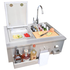 Bartending Stations-KoKoMo 30" Built-In Bartender Cocktail Station With Sink Bottle Opener and Ice Chest KO-30CKT-SNK