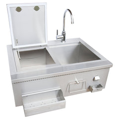 Bartending Stations-KoKoMo 30" Built-In Bartender Cocktail Station With Sink Bottle Opener and Ice Chest KO-30CKT-SNK