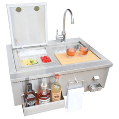 Bartending Stations-KoKoMo 30" Built-In Bartender Cocktail Station With Sink Bottle Opener and Ice Chest KO-30CKT-SNK