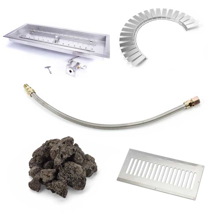 HPC Fire Block Fire Pit Kit, H-Burner Insert, Match Lit or Push Button
