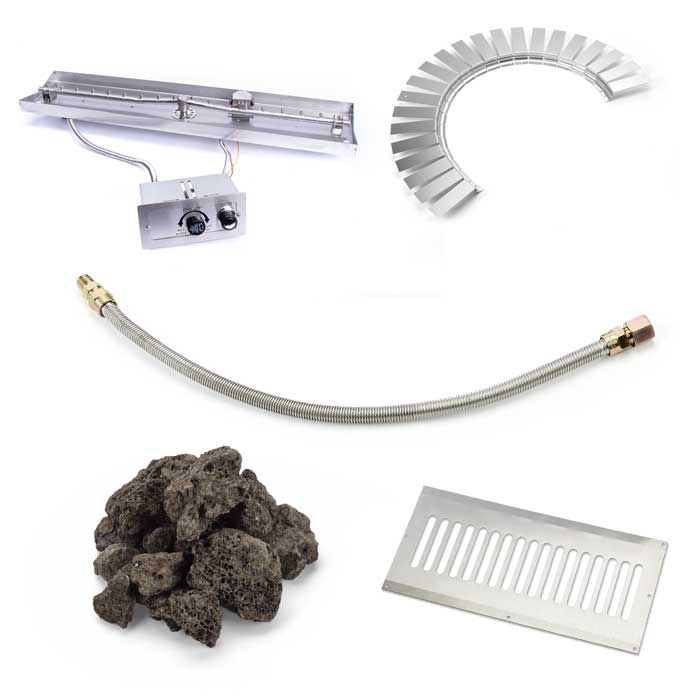 HPC Fire Block Fire Pit Kit, Linear Interlink Insert, Match Lit or Push Button