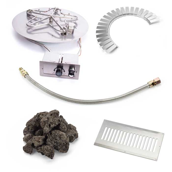 HPC Fire Block Fire Pit Kit, Round Flat Insert, Match Lit or Push Button