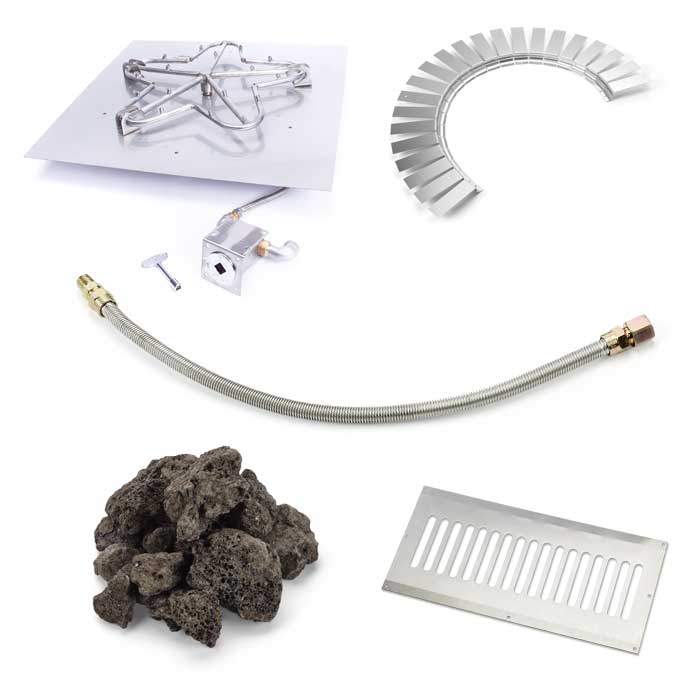 HPC Fire Block Fire Pit Kit, Square Flat Insert, Match Lit or Push Button