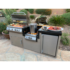 Built-In BBQ Grill Islands-KoKoMo 1 Power Burner 4 Burner 32 inch Built-In Barbeque Grill Island Kitchen Package KO-PWRBRN-4BG-FRGE-2417