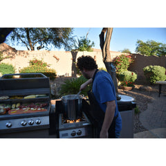 Built-In BBQ Grill Islands-KoKoMo 1 Power Burner 4 Burner 32 inch Built-In Barbeque Grill Island Kitchen Package KO-PWRBRN-4BG-FRGE-2417