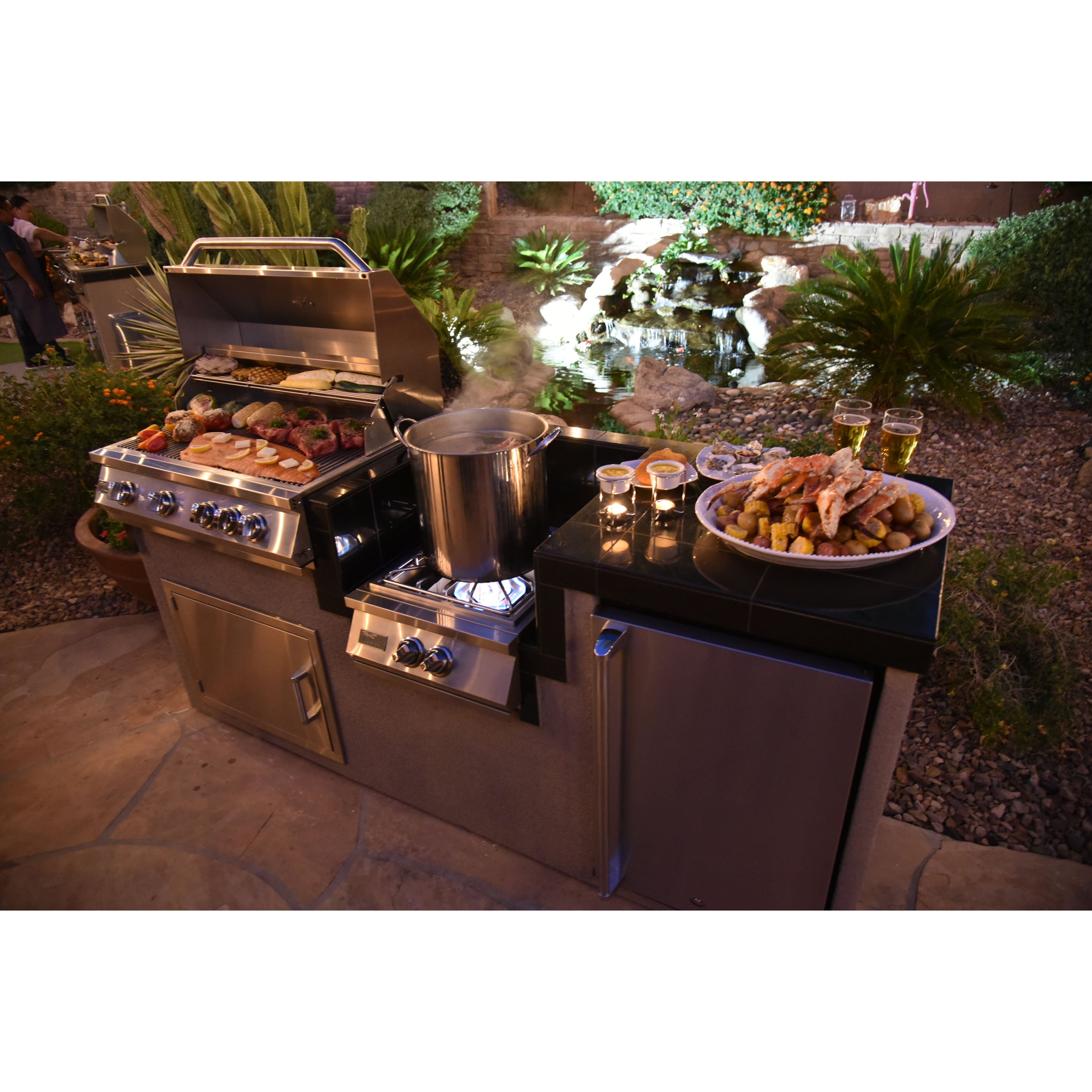 Built-In BBQ Grill Islands-KoKoMo 1 Power Burner 4 Burner 32 inch Built-In Barbeque Grill Island Kitchen Package KO-PWRBRN-4BG-FRGE-2417