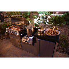 Built-In BBQ Grill Islands-KoKoMo 1 Power Burner 4 Burner 32 inch Built-In Barbeque Grill Island Kitchen Package KO-PWRBRN-4BG-FRGE-2417