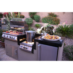 Built-In BBQ Grill Islands-KoKoMo 1 Power Burner 4 Burner 32 inch Built-In Barbeque Grill Island Kitchen Package KO-PWRBRN-4BG-FRGE-2417