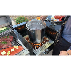 Built-In BBQ Grill Islands-KoKoMo 1 Power Burner 4 Burner 32 inch Built-In Barbeque Grill Island Kitchen Package KO-PWRBRN-4BG-FRGE-2417