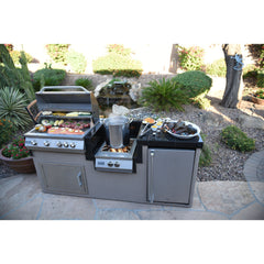 Built-In BBQ Grill Islands-KoKoMo 1 Power Burner 4 Burner 32 inch Built-In Barbeque Grill Island Kitchen Package KO-PWRBRN-4BG-FRGE-2417