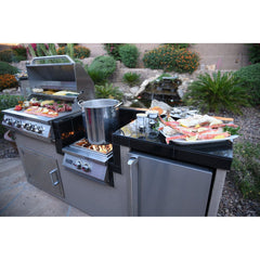 Built-In BBQ Grill Islands-KoKoMo 1 Power Burner 4 Burner 32 inch Built-In Barbeque Grill Island Kitchen Package KO-PWRBRN-4BG-FRGE-2417