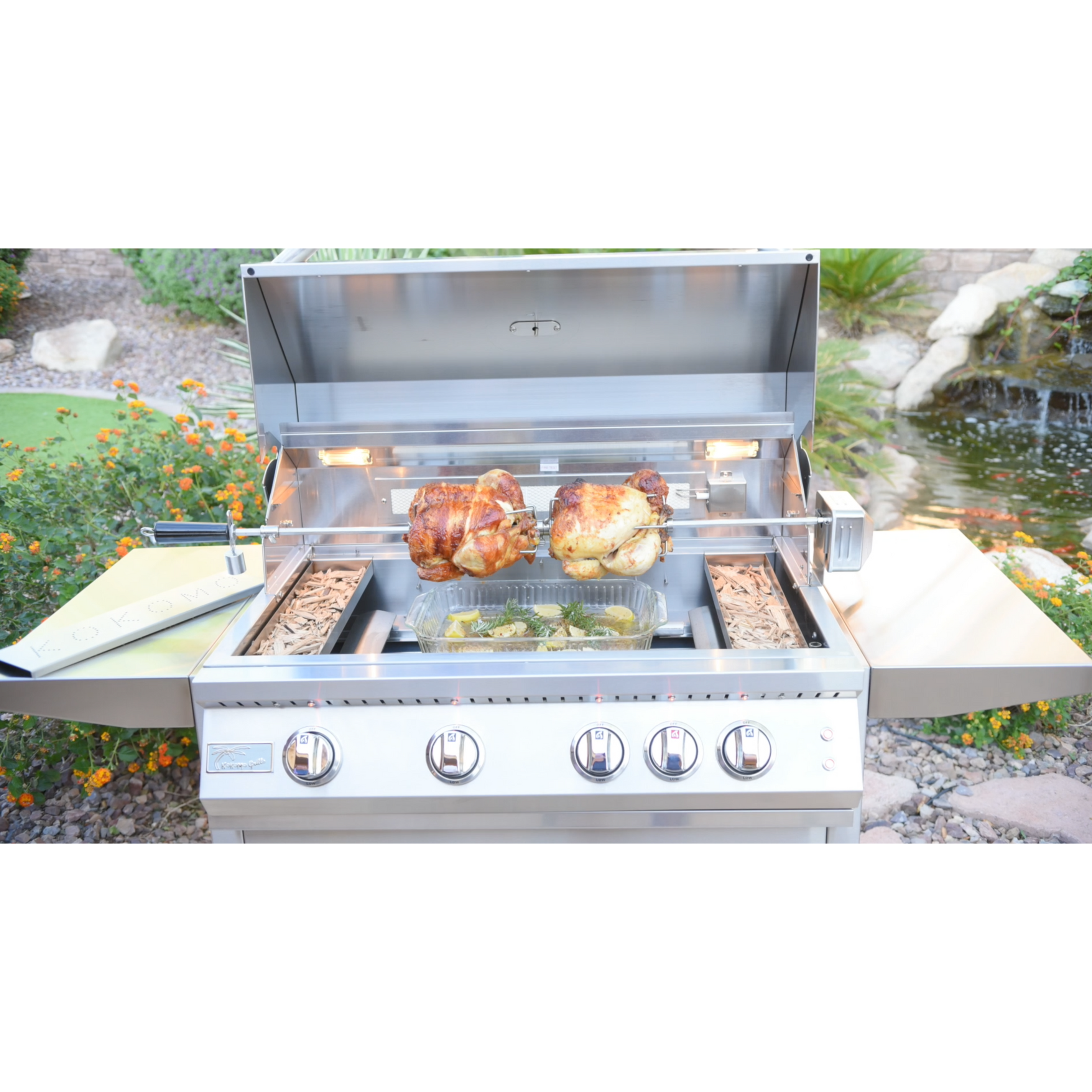 Built-In Gas Grills-KoKoMo Laser Cut Grate 32In Professional Built in Gas Grill 4 Burner/Back Burner KOK-KLCG32PBIG4BBB