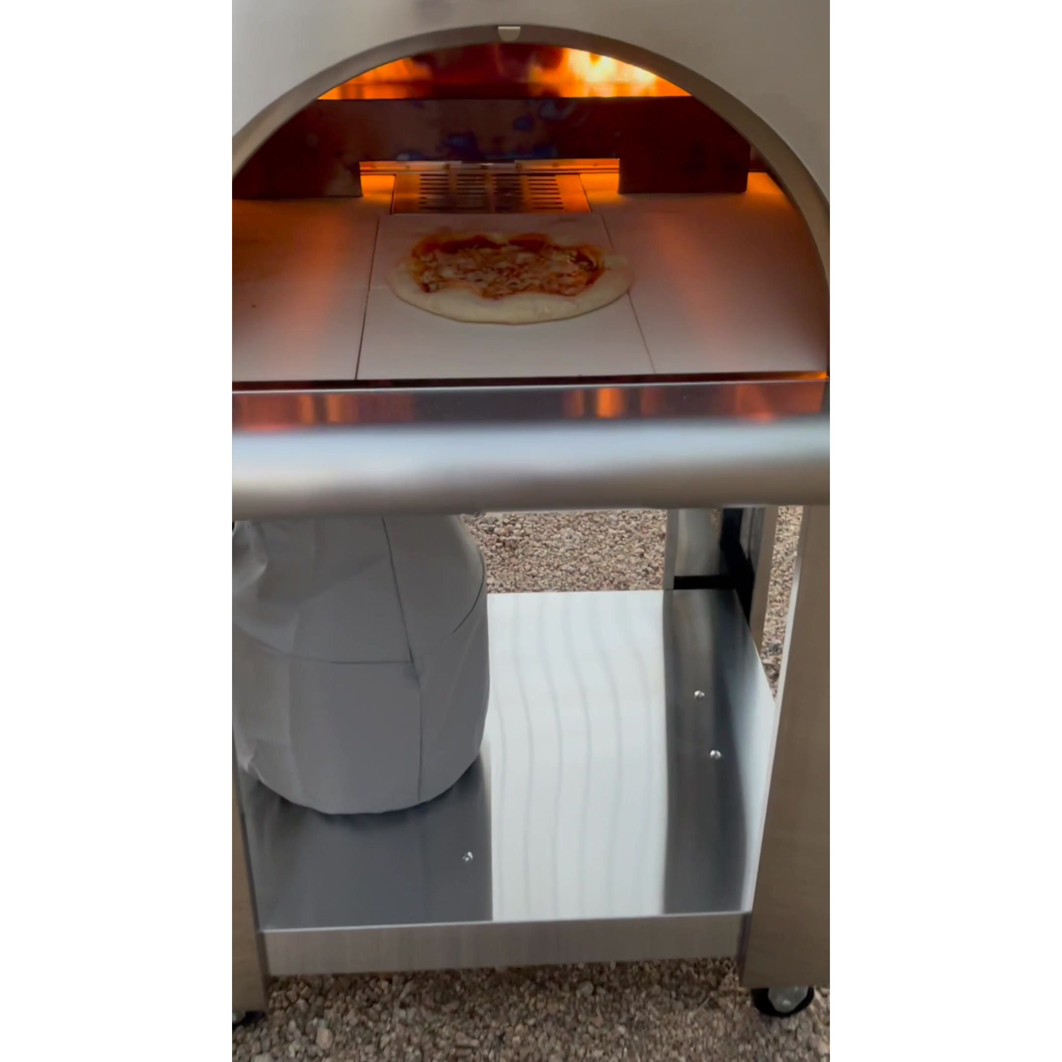 Built-In Pizza Ovens-KoKoMo 32 Inch Dual Fuel Gas or Wood Fired Stainless Steel Pizza Oven KO-PIZZAOVEN-NG/LP