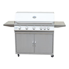 Cart Grills-KoKoMo 5 Burner 40 Inch Cart Model BBQ Grill With Locking Casters 304 Stainless Steel KO-BAK5BG+KO-BAK5BGC