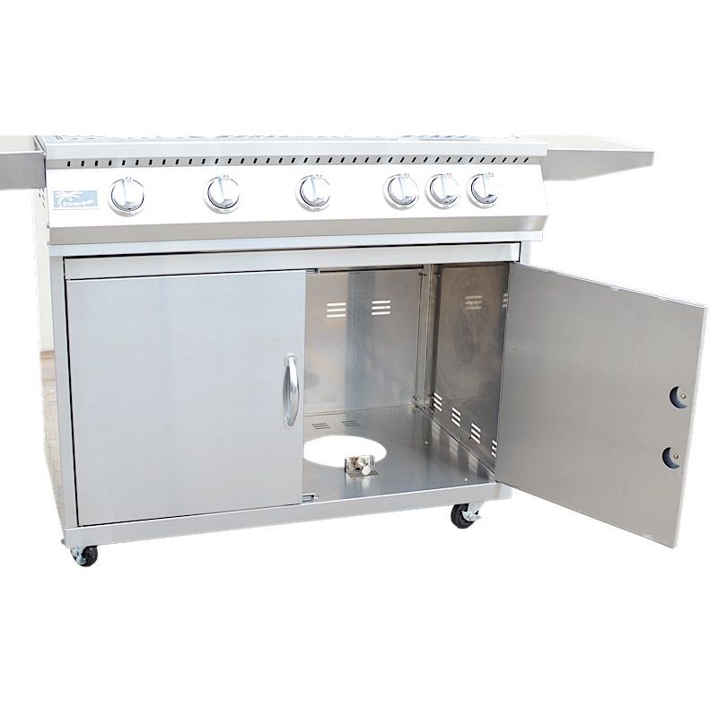 Cart Grills-KoKoMo 5 Burner 40 Inch Cart Model BBQ Grill With Locking Casters 304 Stainless Steel KO-BAK5BG+KO-BAK5BGC