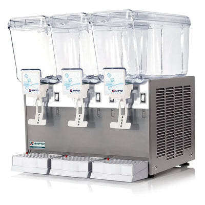Cold Beverage Dispensers-Ampto C1316 Bev. Dispenser 3 Tanks - 3 Gallons ea. NSF/UL. Made in Italy