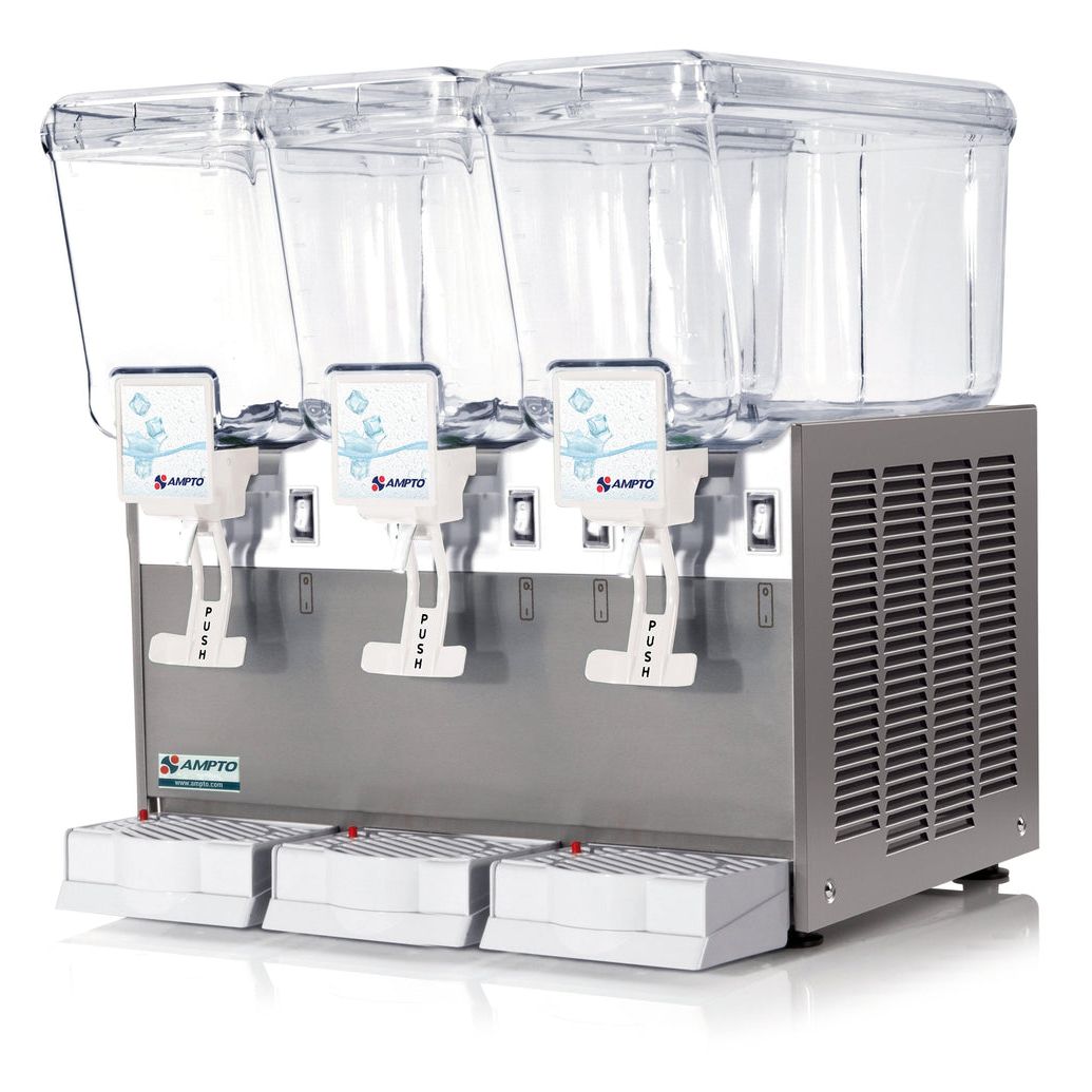 Cold Beverage Dispensers-Ampto C1316 Bev. Dispenser 3 Tanks - 3 Gallons ea. NSF/UL. Made in Italy