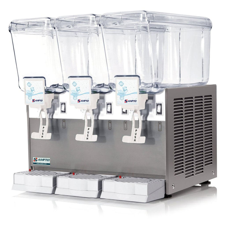 Cold Beverage Dispensers-Ampto C1316 Bev. Dispenser 3 Tanks - 3 Gallons ea. NSF/UL. Made in Italy