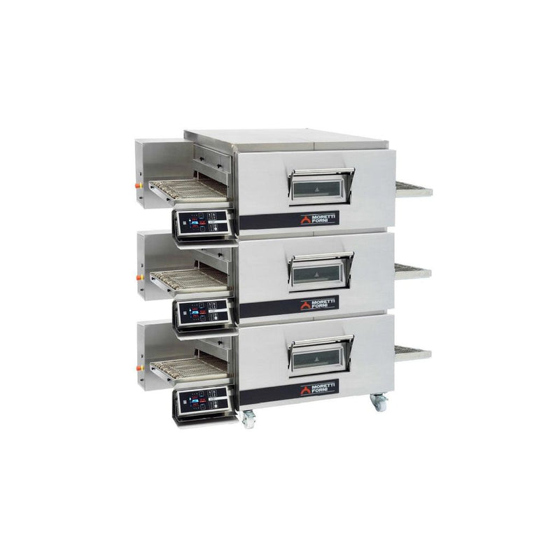 Conveyor Pizza Ovens – Electric-Moretti Forni TT98E3 Electric Conveyor Pizza Oven TT98E 44'' x 32'' x 3'' Chamber 3 Deck.