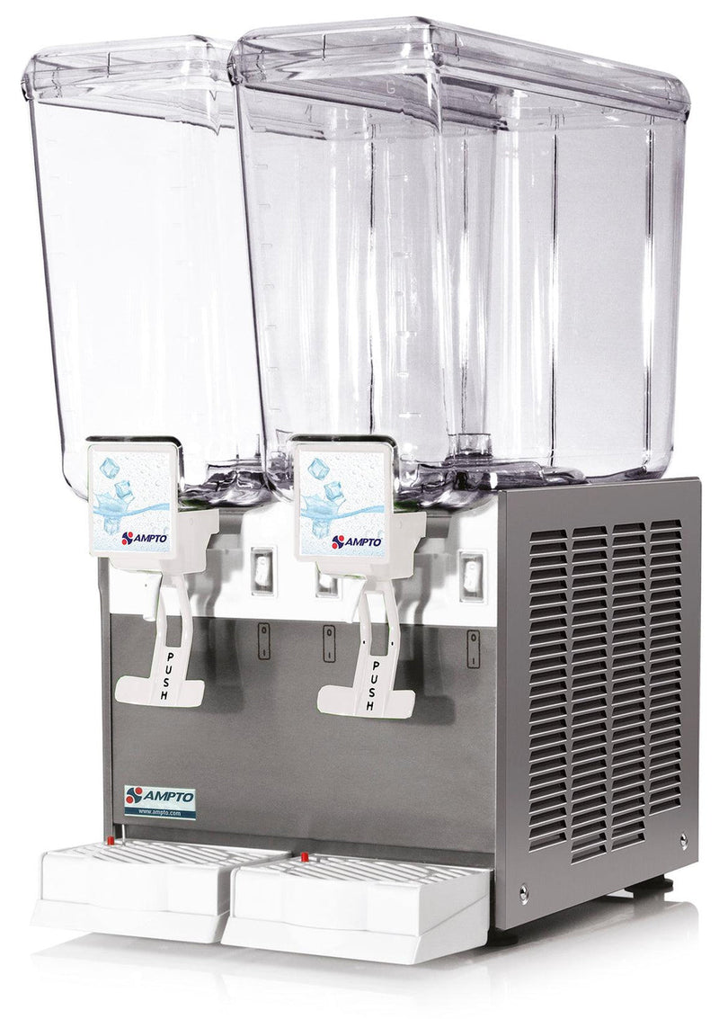 Cold Beverage Dispensers-AMPTO D1256 2-Tank Cold Beverage Dispenser, 2 x 5 Gallon