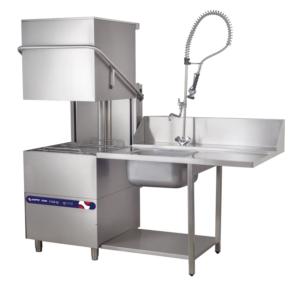 Dishwashers-AMPTO 1510 Hood-Type High-Temperature Dishwasher 34-5/8"W