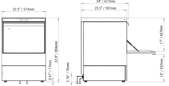 Dishwashers-AMPTO 500 Undercounter Door-Type Front-Loading Dishwasher