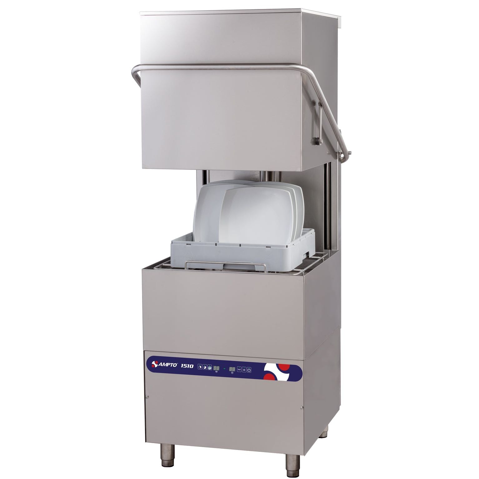 Dishwashers-Ampto 1510 Dishwasher, hood type, 34-5/8"W, high temperature, with 8.6kW booster heater, up to (30) racks per hour,