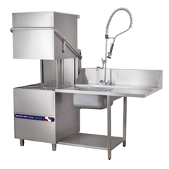 Dishwashers-Ampto 1510 Dishwasher, hood type, 34-5/8"W, high temperature, with 8.6kW booster heater, up to (30) racks per hour,