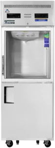 Reach-In Dual Temperature Refrigerator/Freezer-Everest EGSDH2 Top-Mount Dual-Temperature Upright Reach-In, Glass & Solid Half-Door, 22 Cu Ft, 115-60-1