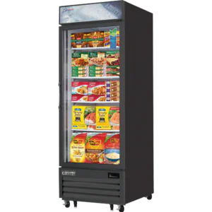 Glass Door Merchandiser Freezer-Everest EMGF23B Bottom Mount Swing Glass Door Merchandiser Freezer, 23 Cu Ft, Black, 115V