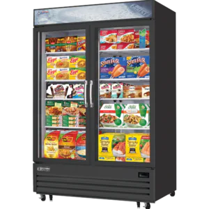 Glass Door Merchandiser Freezer-Everest EMGF48B Bottom-Mount Glass Door Merchandiser Freezer, 48 Cu Ft, Black, 115V