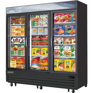 Glass Door Merchandiser Freezer-Everest EMGF69B Glass Door Merchandiser Freezer - Bottom Mount, 69 Cu Ft, 3 Swing Glass Doors, Black, 115-60-1