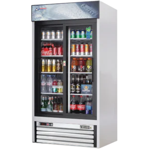 Glass Door Merchandiser Refrigerator-Everest EMGR33 33 Cu Ft Bottom Mount Sliding Glass Door Merchandiser Refrigerator, White, 115V