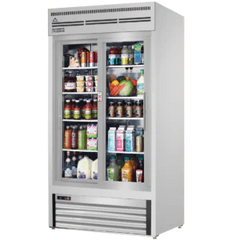 Glass Door Merchandiser Refrigerator-Everest EMGR33-SS 33 Cu Ft Bottom Mount Sliding Glass Door Merchandiser Refrigerator, Stainless Steel, 115-60-1