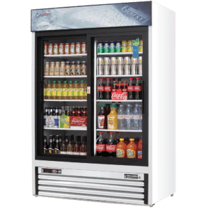 Glass Door Merchandiser Refrigerator-Everest EMGR48 Glass Door Merchandiser Refrigerator - 48 Cu Ft, Sliding Glass Doors, Bottom Mount, 115V