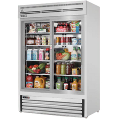 Glass Door Merchandiser Refrigerator-Everest EMGR48-SS Stainless Steel Bottom-Mount Sliding Glass Door Merchandiser Refrigerator, 48 Cu Ft, 115V