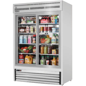 Glass Door Merchandiser Refrigerator-Everest EMGR48-SS Stainless Steel Bottom-Mount Sliding Glass Door Merchandiser Refrigerator, 48 Cu Ft, 115V
