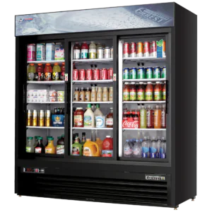 Glass Door Merchandiser Refrigerator-Everest EMGR69B Sliding Glass Door Merchandiser Refrigerator - 69 Cu Ft, Bottom Mount, Black, 115V