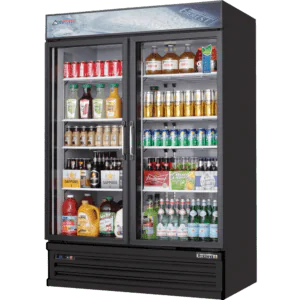 Glass Door Merchandiser Refrigerator-Everest EMSGR48B Bottom Mount 2 Swing Glass Door Merchandiser Refrigerator, 50 Cu Ft, Black, 115V