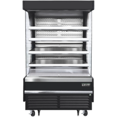 Open Air Merchandiser-Everest EOMV-48-B-35-T Open Air Merchandiser Bottom Mount Black 24 Cu Ft 48"x34 1/4"x78" 115V