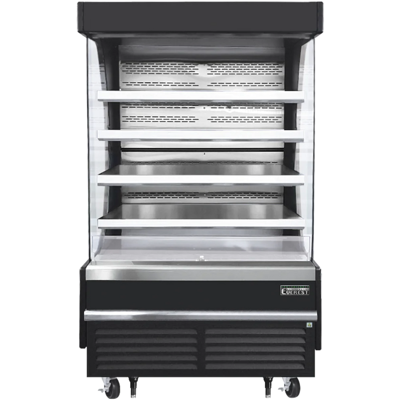 Open Air Merchandiser-Everest EOMV-48-B-35-T Open Air Merchandiser Bottom Mount Black 24 Cu Ft 48"x34 1/4"x78" 115V