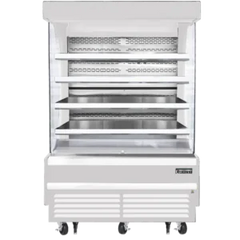 Open Air Merchandiser-Everest EOMV-60-W-28-T Open Air Merchandiser Refrigerator, 60" L, 21.2 Cu. Ft., White, 230V