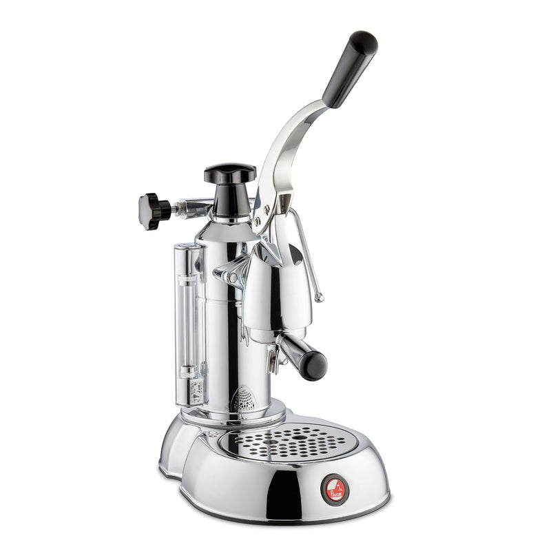 La Pavoni Stradivari 8-Cup Chrome & Black Lever Espresso Machine #ESC-8