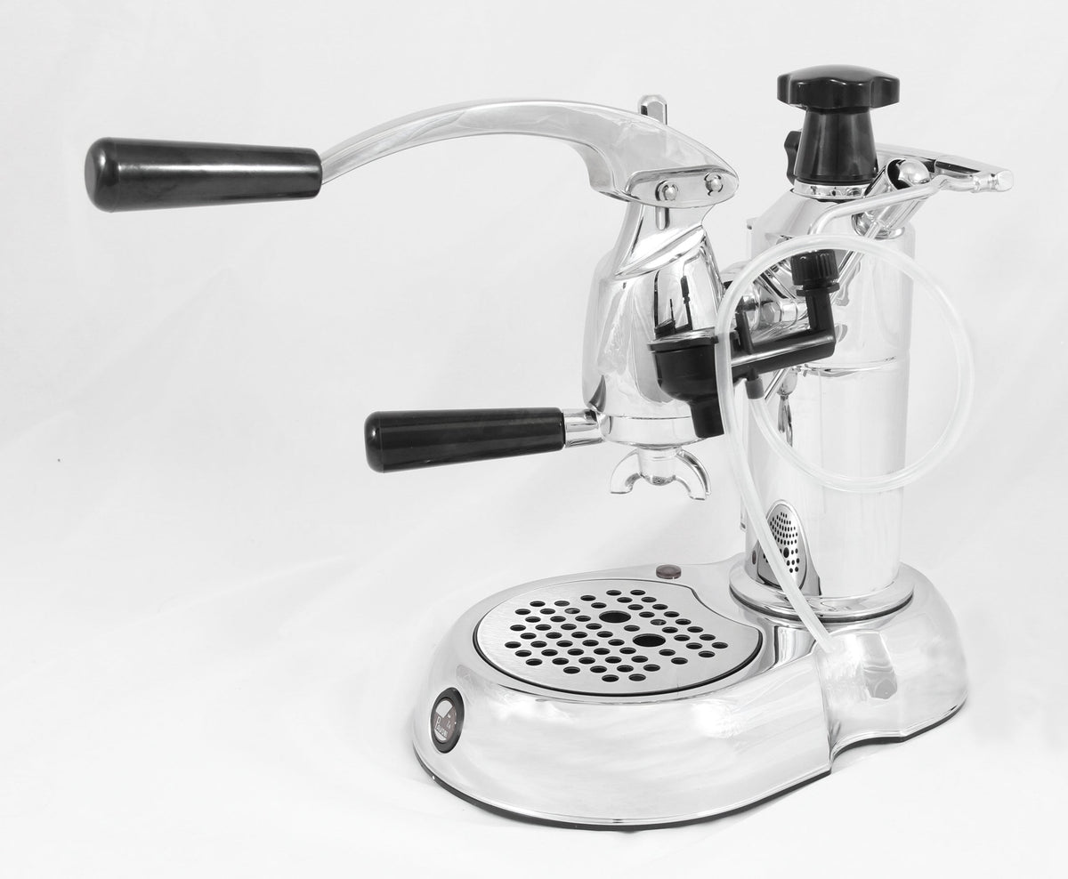 La Pavoni Stradivari 8-Cup Chrome & Black Lever Espresso Machine #ESC-8