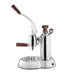 La Pavoni Stradivari Europiccola 8-Cup Lever Espresso Machine - Chrome with Wood (ESW-8)