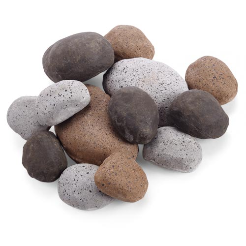 HPC Fire Ceramic Fiber River Rock Fire Pit Media, 84-Piece Set