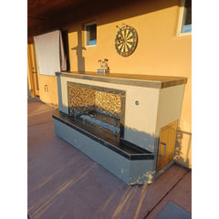 Fireplaces-KoKoMo Entertainer Fireplace LP or Nat Gas and Fire-Glass Burner Insert KOK-EFLONGAFGBI