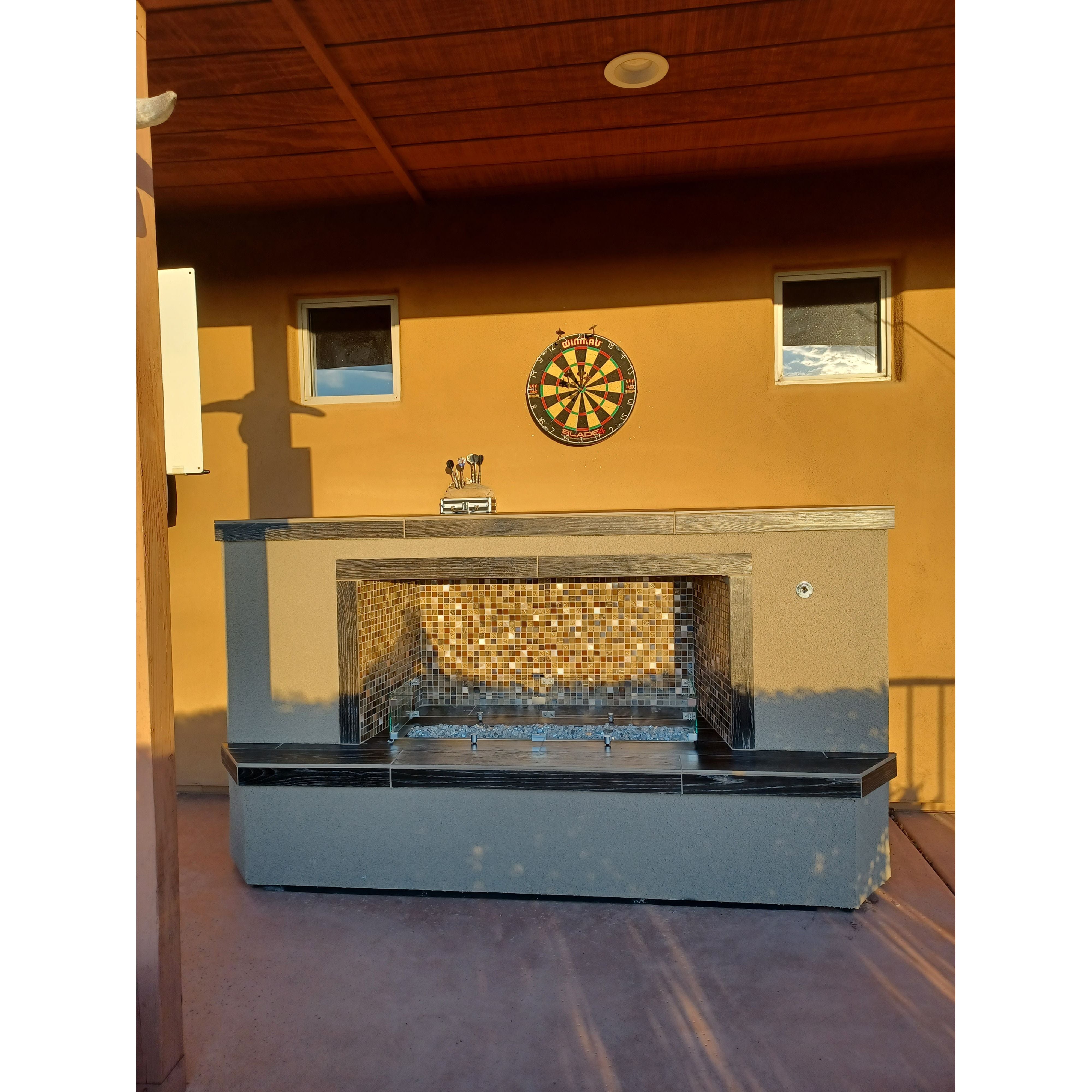 Fireplaces-KoKoMo Entertainer Fireplace LP or Nat Gas and Fire-Glass Burner Insert KOK-EFLONGAFGBI