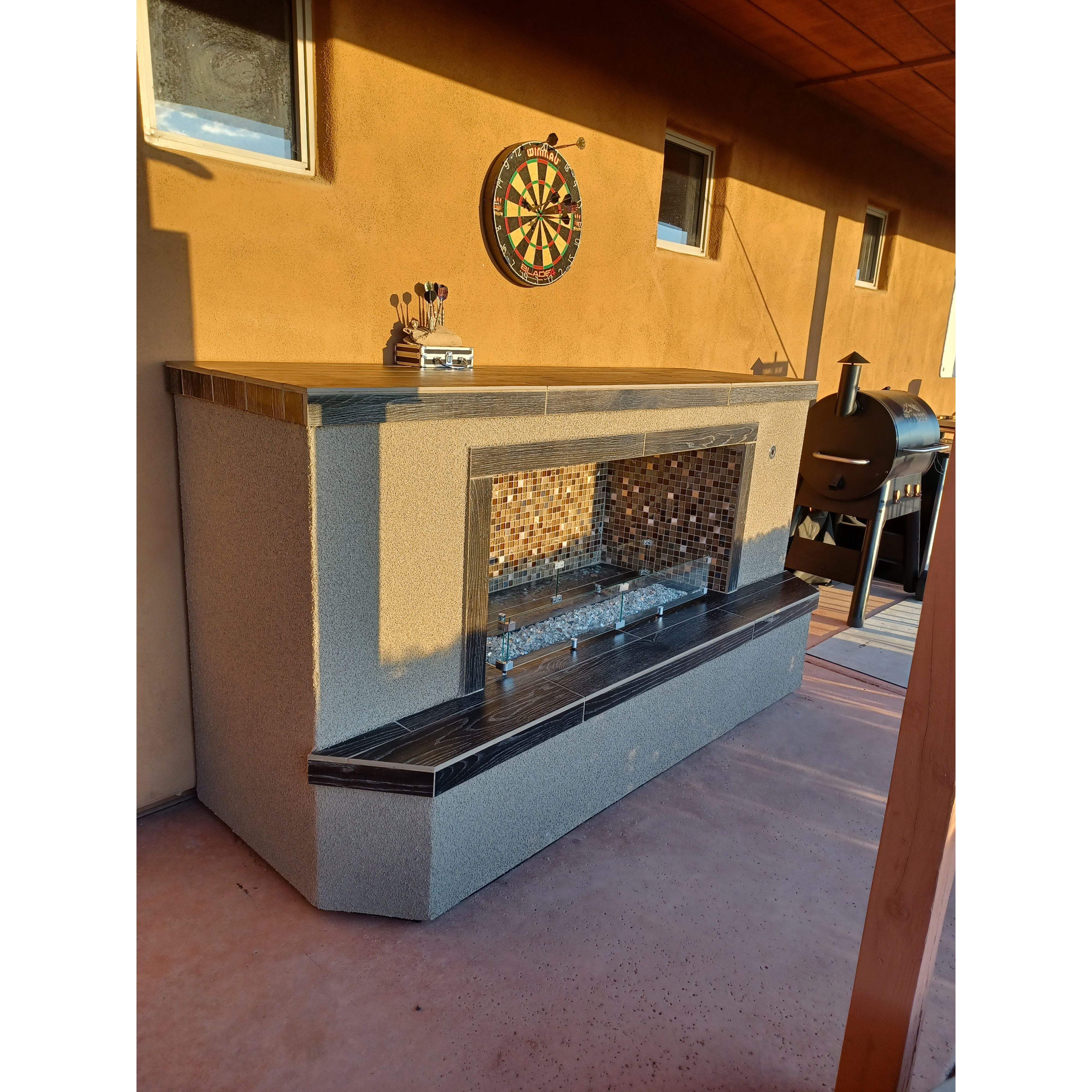 Fireplaces-KoKoMo Entertainer Fireplace LP or Nat Gas and Fire-Glass Burner Insert KOK-EFLONGAFGBI